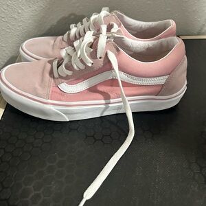 Pink and White Vans Sneakers